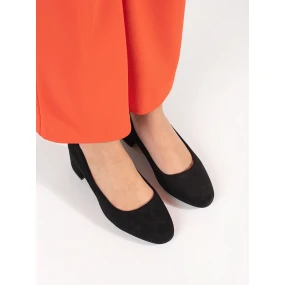 Pohodlné černé  lodičky dámské na širokém podpatku