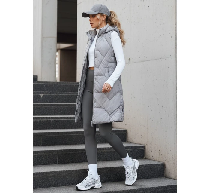 Dámská dlouhá prošívaná šedá vesta FashionStreet TY5266