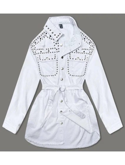 Bílá dámská džínová oversize bunda model 18568437 - A'DORO