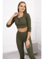 Pruhovaný krátký khaki set Pruhovaný krátký khaki set