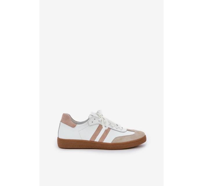 model 21684277 Kožené Nízké Sneakersy Dámské Béžové - Zazoo