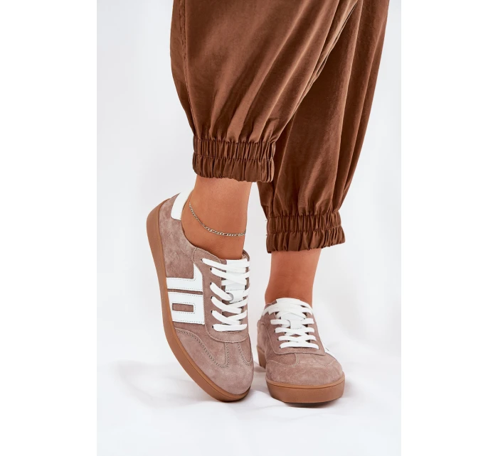 Kopačky Sportovní Boty Z Semiše Béžové model 21690645 - VINCEZA