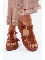 Dámské Sandály Eko Kůže S Přezkami Camel model 21699613 - Boto Dámské Sandály Eko Kůže S Přezkami Camel model 21699613 - Boto