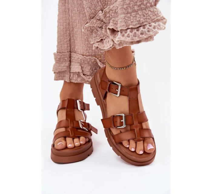 Dámské Sandály Eko Kůže S Přezkami Camel model 21699613 - Boto Dámské Sandály Eko Kůže S Přezkami Camel model 21699613 - Boto