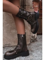 Zateplené workery dámské s přezkami hnědé model 21715308 - Boto Zateplené workery dámské s přezkami hnědé model 21715308 - Boto