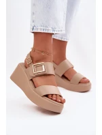 Dámské sandály na platformě s ozdobným detailem Béžové Nelira