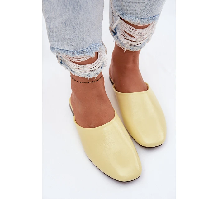 Dámské Mule z imitace kůže Ploché Žluté Romelle