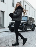Dámská zimní bunda YOUWARM krátká prošívaná s kožešinou černá FashionStreet TY5006