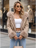 Krótka kurtka damska z  beżowa model 22342206 - FashionStreet