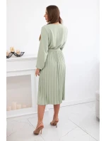 Šaty se  lemem světlá khaki model 21908527 - K-Fashion