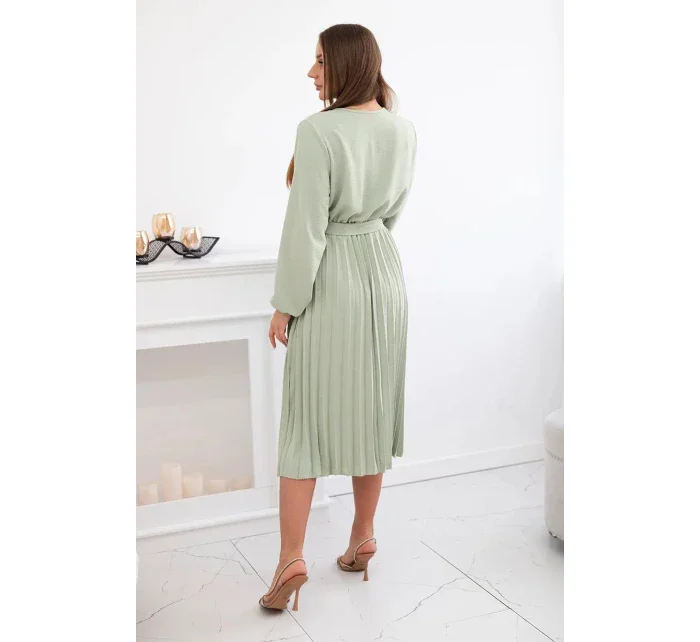 Šaty se  lemem světlá khaki model 21908527 - K-Fashion