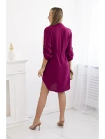 Šaty se zapínáním na knoflíky a zavazováním v pase švestka