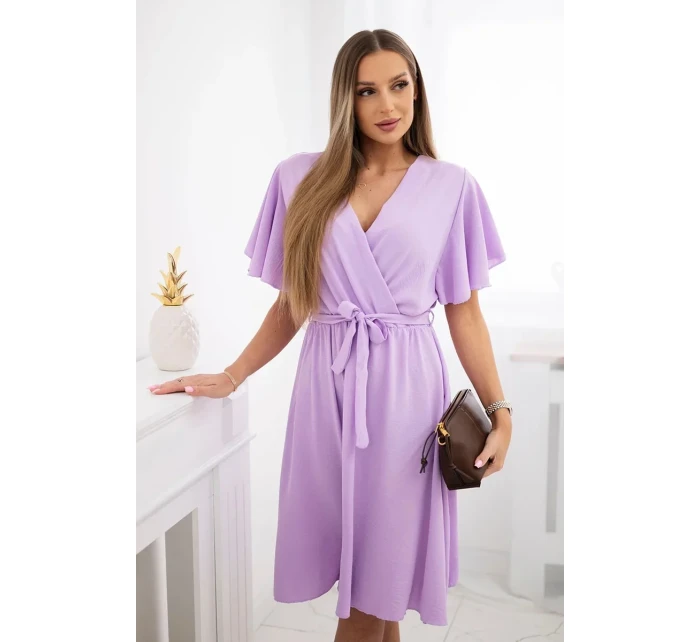 Šaty s vrstveným výstřihem světle fialová