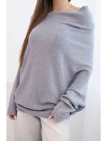 Svetr dámský viskózový asymetrický typu model 21748063 šedý - K-Fashion