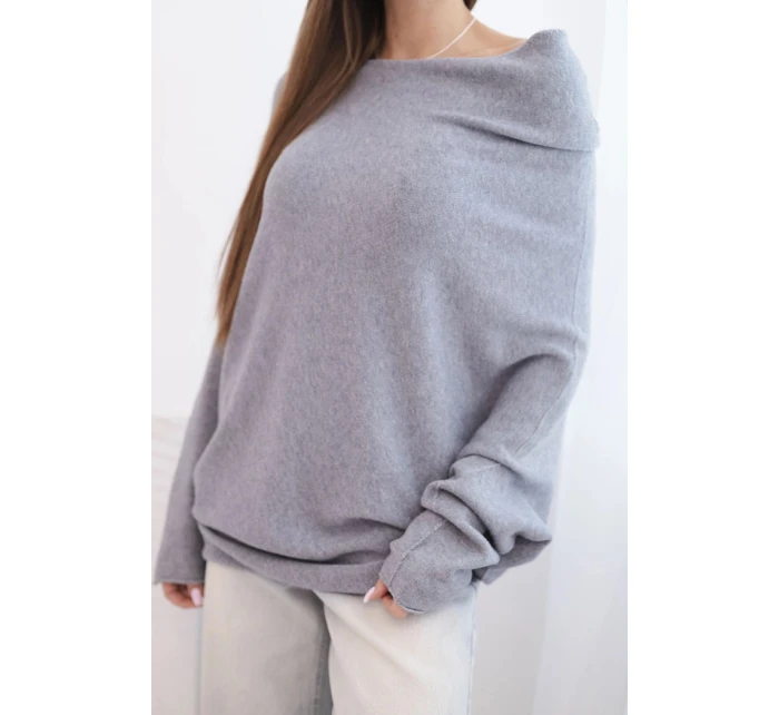 Svetr dámský viskózový asymetrický typu model 21748063 šedý - K-Fashion