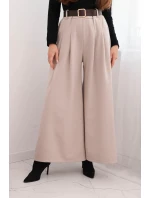 Dámské kalhoty s širokým nohavicí a pásem béžové Dámské kalhoty s širokým nohavicí a pásem béžové