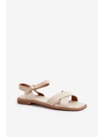 Dámské Ploché Sandály Z Ekokože S.Barski KV27-003 Beige