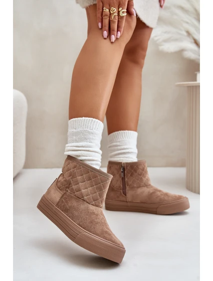 Sněhové boty na zip zateplené kožešinou Big Star model 21675203 Béžové - Big Star Shoes Sněhové boty na zip zateplené kožešinou Big Star model 21675203 Béžové - Big Star Shoes