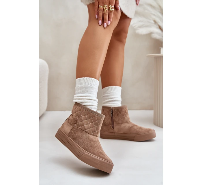 Sněhové boty na zip zateplené kožešinou Big Star model 21675203 Béžové - Big Star Shoes Sněhové boty na zip zateplené kožešinou Big Star model 21675203 Béžové - Big Star Shoes