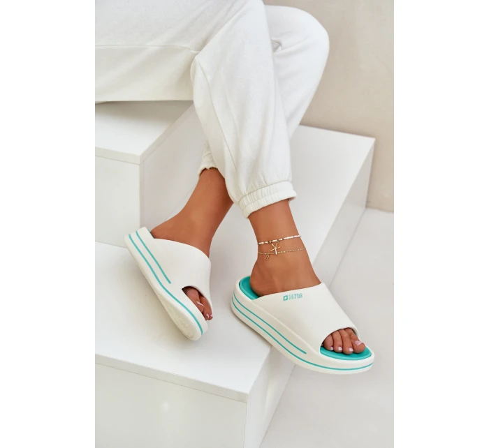 Dámské Pantofle Na Platformě Big Star NN274A038 Bílo-Mátové Dámské Pantofle Na Platformě Big Star NN274A038 Bílo-Mátové