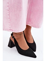 Materiálové Sandály na Podpatku Černé model 22107009 - Boto Materiálové Sandály na Podpatku Černé model 22107009 - Boto