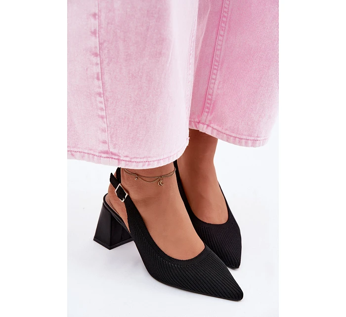 Materiálové Sandály na Podpatku Černé model 22107009 - Boto Materiálové Sandály na Podpatku Černé model 22107009 - Boto