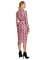 M706 Šaty s rukávy, límcem a potiskem - model 2 M706 Šaty s rukávy, límcem a potiskem - model 2