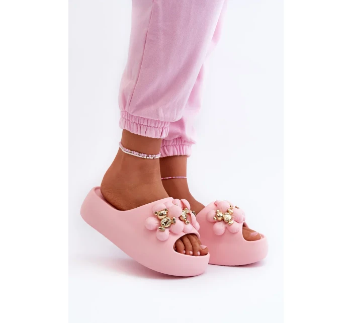 Dámské pěnové pantofle se zdobením na silné podrážce růžové Bremavia Dámské pěnové pantofle se zdobením na silné podrážce růžové Bremavia