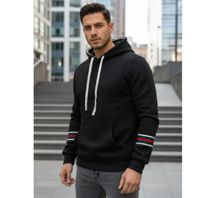 Pánská mikina s kapucí černá FashionStreet BX5940 Pánská mikina s kapucí černá FashionStreet BX5940