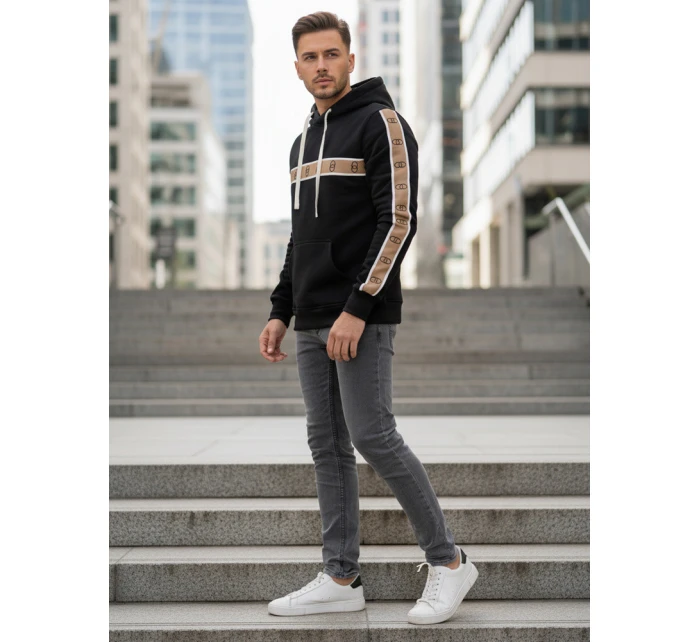 Pánská mikina s kapucí černá Dstreet BX5944 Pánská mikina s kapucí černá Dstreet BX5944