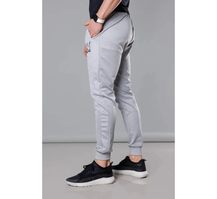 Světle šedé pánské teplákové kalhoty s potiskem model 18347910 - J.STYLE