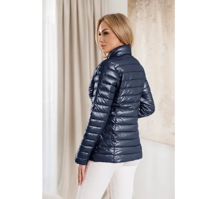 Tmavě modrá prošívaná dámská bunda se stojáčkem (16M9110-215)