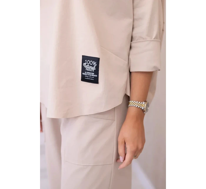 Komplet nových mikinových kalhot Punto béžový Komplet nových mikinových kalhot Punto béžový