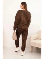 Dámská oversize souprava z viskózy s efektem vyblednutí hnědá Dámská oversize souprava z viskózy s efektem vyblednutí hnědá