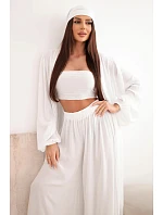 Dámský viskózový čtyřdílný komplet v boho stylu bílý Dámský viskózový čtyřdílný komplet v boho stylu bílý