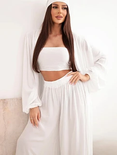 Dámský viskózový čtyřdílný komplet v boho stylu bílý