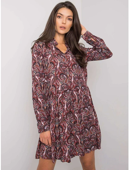 Šaty model 15826180 tmavě hnědé - FPrice Šaty model 15826180 tmavě hnědé - FPrice