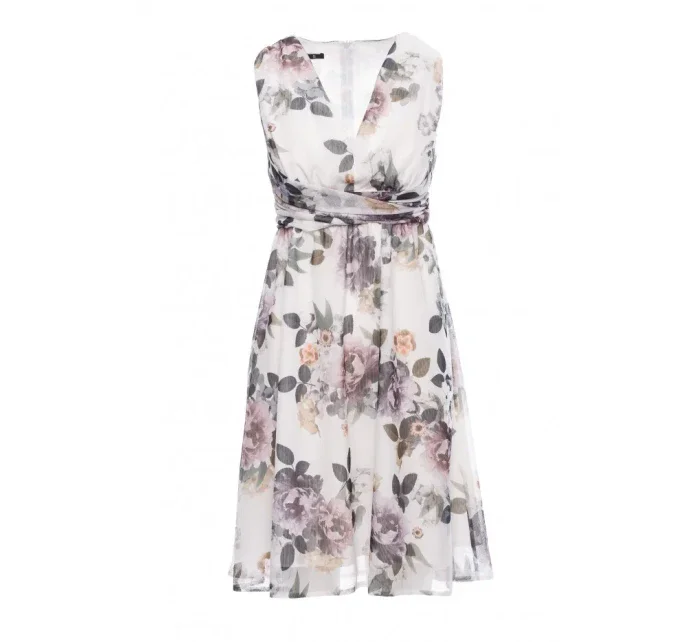 S225 Šifonové šaty s hlubokým výstřihem - model 1