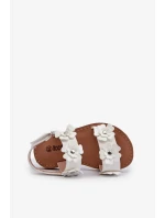 Lakované dětské sandály zdobené květinami, bílá Tinette Lakované dětské sandály zdobené květinami, bílá Tinette