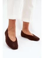 Dámské baleríny s kožíškem typu  – čokoládové model 21836918 - Kesi