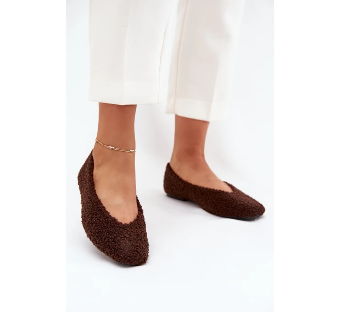 Dámské baleríny s kožíškem typu  – čokoládové model 21836918 - Kesi