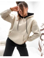 Černá hrubší dvoubarevná dámská tepláková souprava (VE102) Černá hrubší dvoubarevná dámská tepláková souprava (VE102)