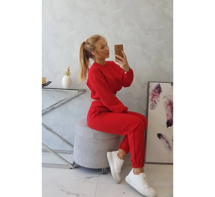 Zateplená souprava s krátkou mikinou červená Zateplená souprava s krátkou mikinou červená