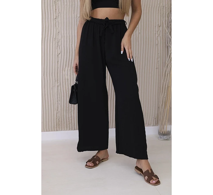 Kalhoty s širokým pasem černý