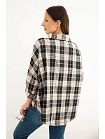 Dámská kostkovaná oversized košile s kapsami tmavě modrá Dámská kostkovaná oversized košile s kapsami tmavě modrá