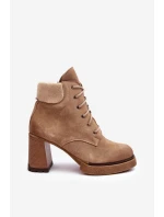 Botky Zamszové Šněrovací Na Sloupku Bežové Lemar Flomes