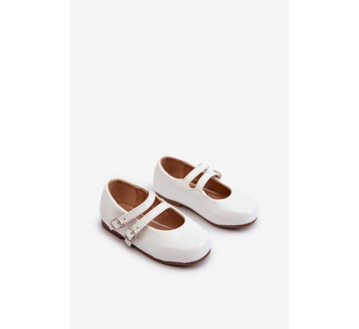 Lakýrované Dětské Baletky S Proužky Bílé Margenis Lakýrované Dětské Baletky S Proužky Bílé Margenis