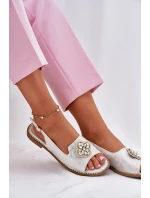 Dámské Sandály Na Ploché Podpatky S Dekorativním  Stříbrné model 21696681 - S.Barski