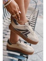 Sametové dámské tenisky na platformě Béžové model 21709523 - Boto Sametové dámské tenisky na platformě Béžové model 21709523 - Boto