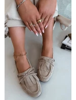 Dámské mokasíny s šněrováním a třásněmi Béžové Glorina